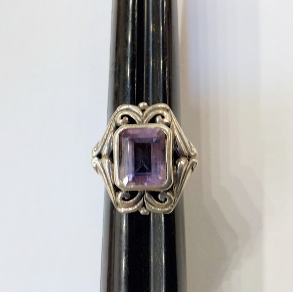 Sterling Amethyst Ring 7 1/2 February Birthstone - Picture 4 of 5